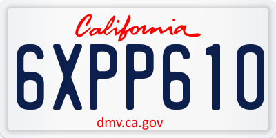 CA license plate 6XPP610