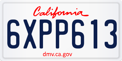 CA license plate 6XPP613