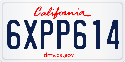 CA license plate 6XPP614