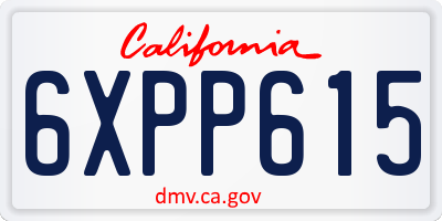CA license plate 6XPP615