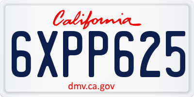 CA license plate 6XPP625