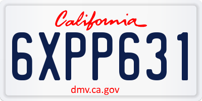 CA license plate 6XPP631