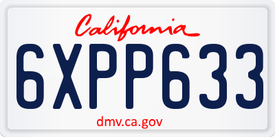 CA license plate 6XPP633