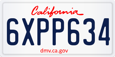 CA license plate 6XPP634