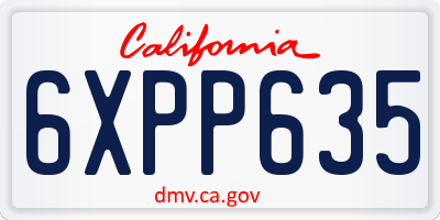 CA license plate 6XPP635