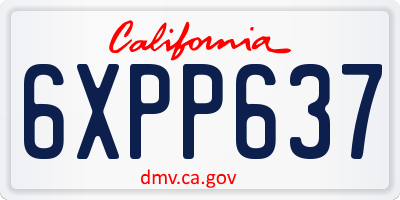 CA license plate 6XPP637