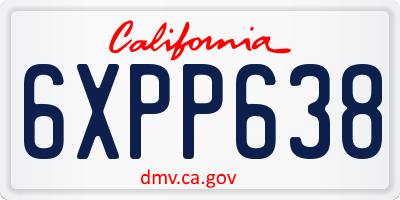 CA license plate 6XPP638