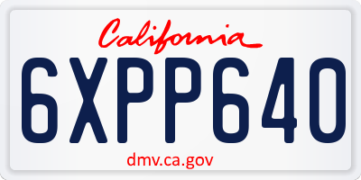 CA license plate 6XPP640