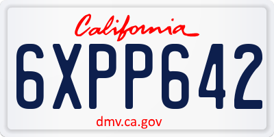 CA license plate 6XPP642