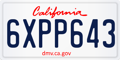 CA license plate 6XPP643