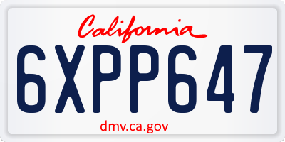 CA license plate 6XPP647
