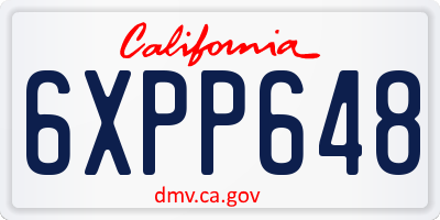 CA license plate 6XPP648