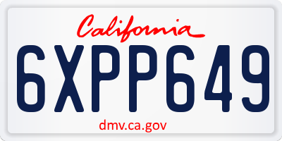 CA license plate 6XPP649
