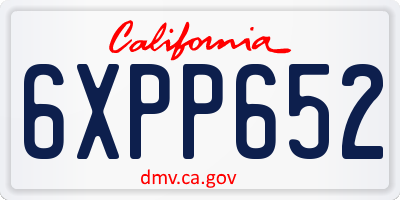 CA license plate 6XPP652