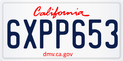 CA license plate 6XPP653