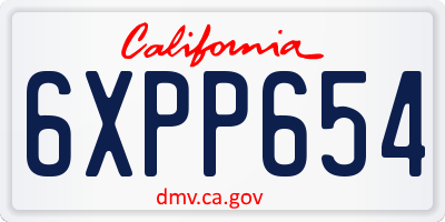 CA license plate 6XPP654