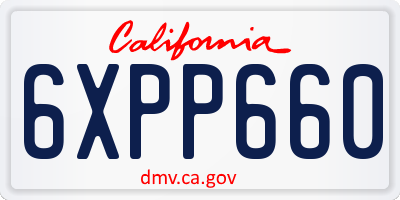 CA license plate 6XPP660
