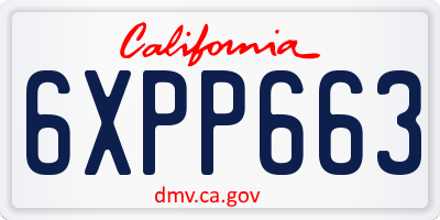 CA license plate 6XPP663