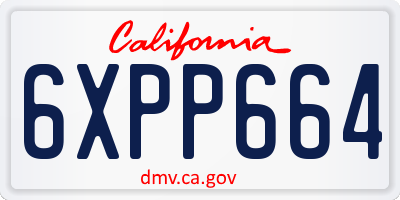 CA license plate 6XPP664