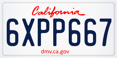 CA license plate 6XPP667
