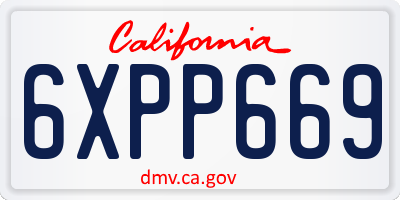 CA license plate 6XPP669
