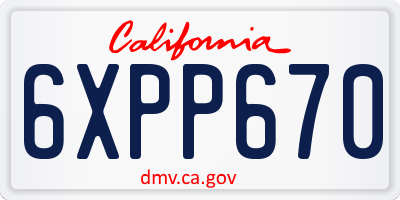 CA license plate 6XPP670