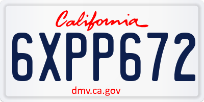CA license plate 6XPP672