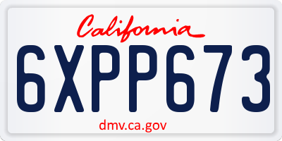 CA license plate 6XPP673