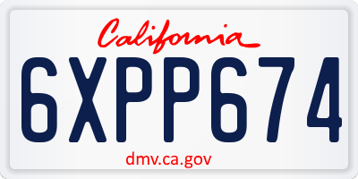 CA license plate 6XPP674