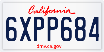 CA license plate 6XPP684