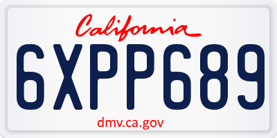CA license plate 6XPP689