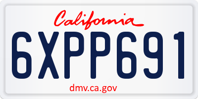 CA license plate 6XPP691