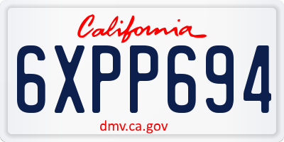 CA license plate 6XPP694