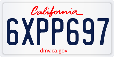 CA license plate 6XPP697