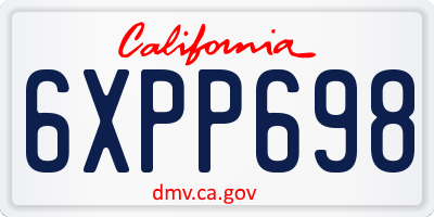 CA license plate 6XPP698