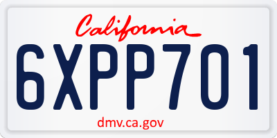 CA license plate 6XPP701