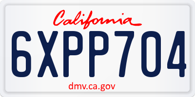 CA license plate 6XPP704
