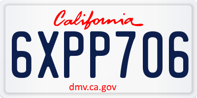 CA license plate 6XPP706