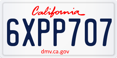 CA license plate 6XPP707
