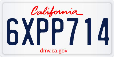 CA license plate 6XPP714