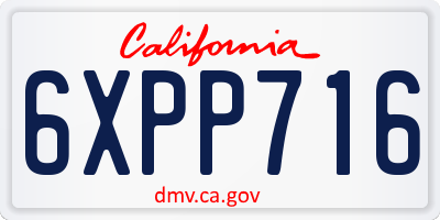 CA license plate 6XPP716