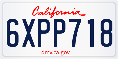 CA license plate 6XPP718