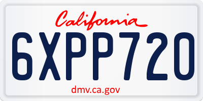 CA license plate 6XPP720