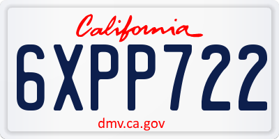 CA license plate 6XPP722
