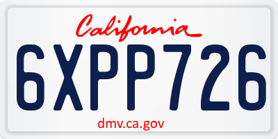 CA license plate 6XPP726