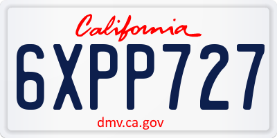 CA license plate 6XPP727