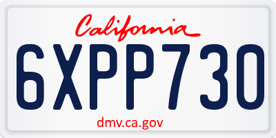 CA license plate 6XPP730