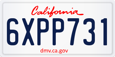 CA license plate 6XPP731