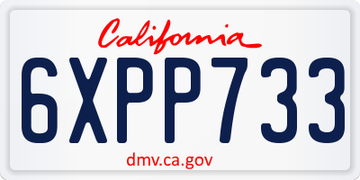 CA license plate 6XPP733