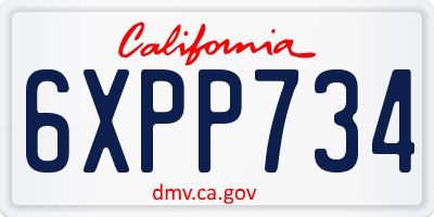 CA license plate 6XPP734